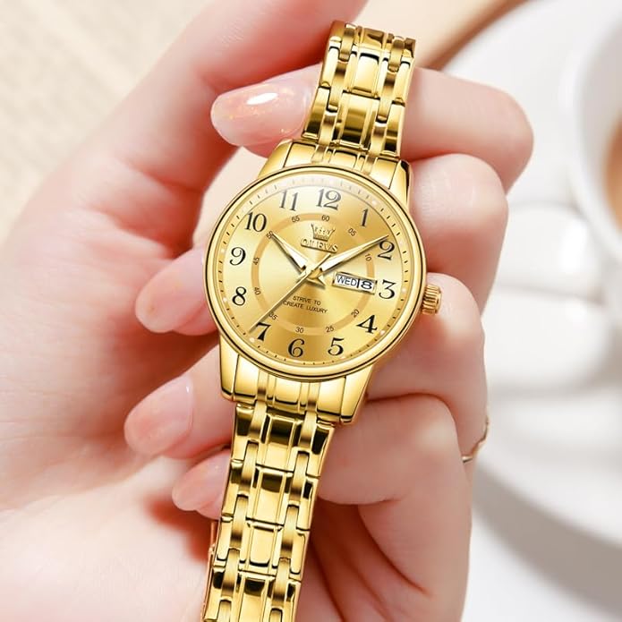 OLEVS Stainless Steel Women's Watch Dress Watches for Women with Date Fashion Ladies Business Waterproof Analog Quartz Small Wrist Watch Reloj Mujer