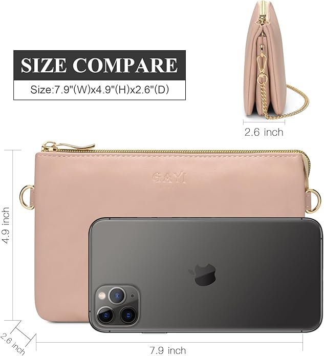 Wristlet Purses for Women, Vegan Leather Crossbody Evening Zip Clutch Bag with Strap | Vegan Leather, Evening, Zip, with Strap