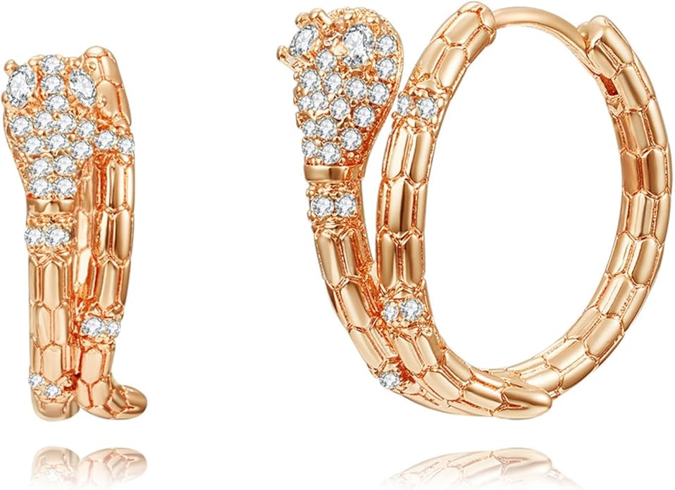 14K Gold Plated Cubic Zirconia Hoop Earrings,Three Row Diamon | Arrows | Double Row of Diamonds Huggie Earrings for Women