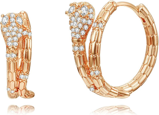 14K Gold Plated Cubic Zirconia Hoop Earrings,Three Row Diamon | Arrows | Double Row of Diamonds Huggie Earrings for Women
