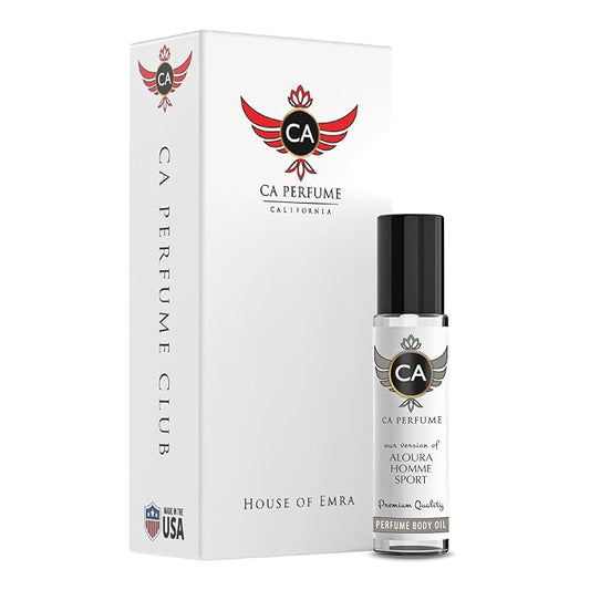 CA Perfume Impression of Aloura Homme Sport Eau De Parfum Woody Spicy Scent Long Lasting Cologne for Men Travel Size TSA Ready for Day and Night Wear 0.33 Fl Oz 10ml