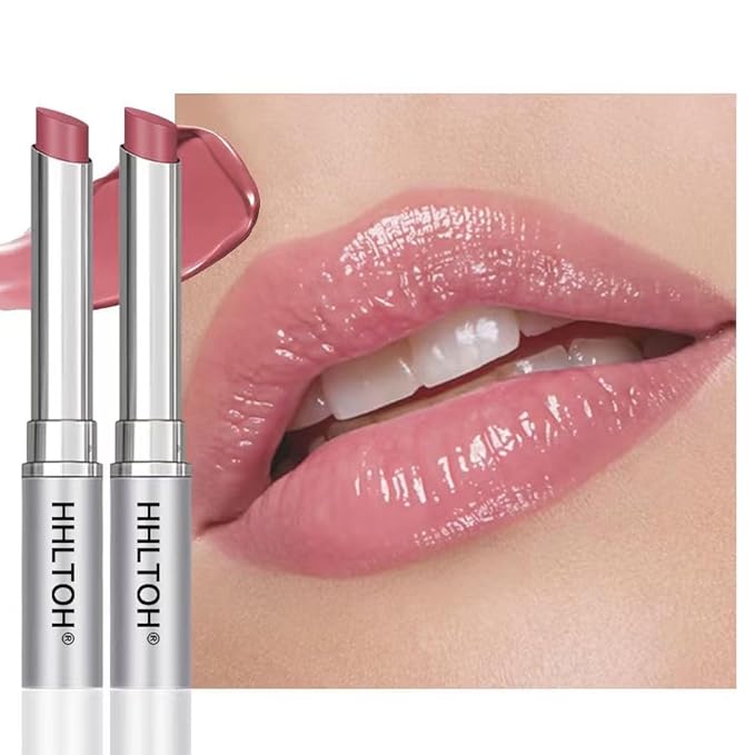 Honey Butter Lipstick Tinted Lip Balm, Shine Moisturizing Plumper Lipstick for Women, Natural Nourishing Hydrating Lip Gloss Stain for Dry Lips, Lightweight Lip Liner Care Makeup, Vegan - 2Pc Pink