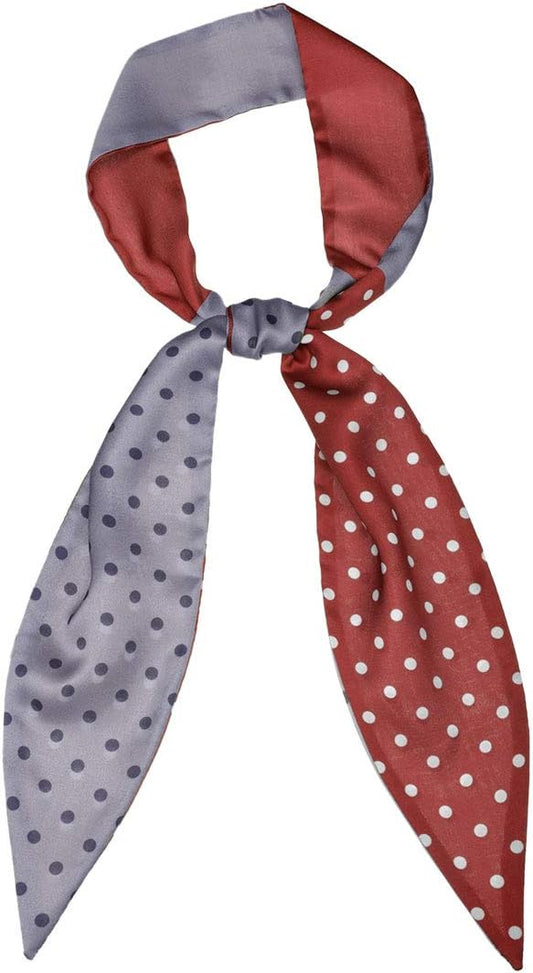 Allegra K Chic Polka Dots Women Neckerchief Skinny Scarves Hair Band Ribbon for Bag Accessory