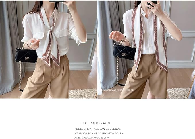 Livrerpi Silk Feeling Head Scarf Fashion Satin Hair Scarf Square Long Scarves for Women Gifts