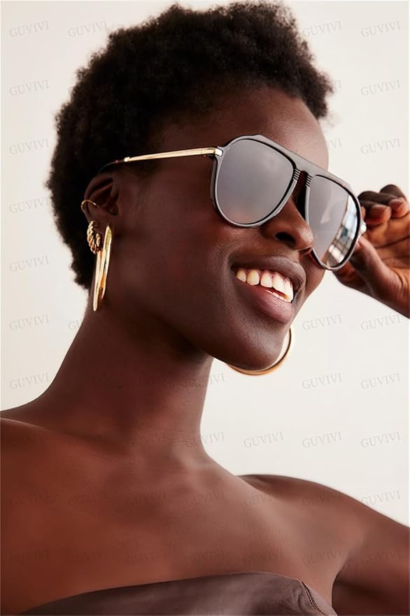 Oversized Aviator Sunglasses for Women Men 2026 70s Retro Gold Metal Sun Glasses Tangle Free Square Aviators