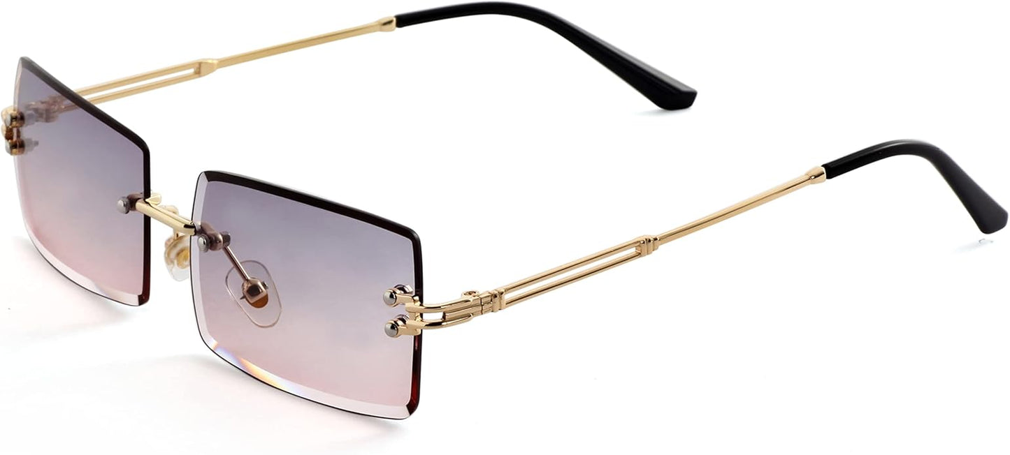 Kursan Frameless Rectangle Sunglasses for Men Women Small Rimless Sun Glasses Shades UV400 Protection