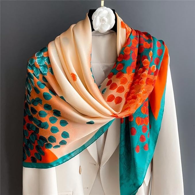 YOUR SMILE Large Mulberry Silk Feeling Long Stain Scarf Lightweight Sunscreen Shawls Wraps for Women