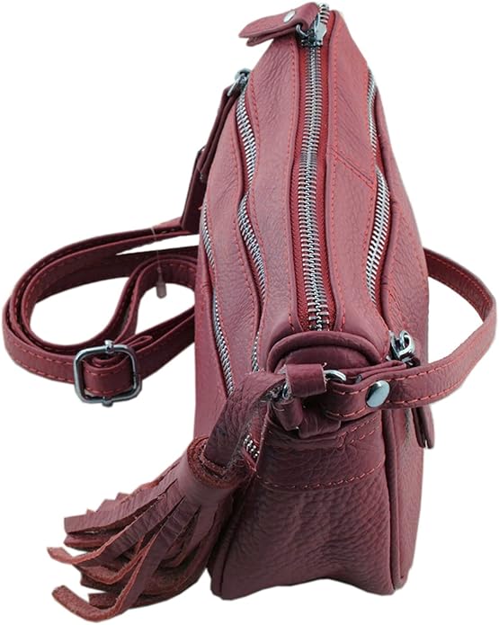 Cowhide Leather Women's Shoulder Purse Small Cross Body Organizer Bag with Many Pockets