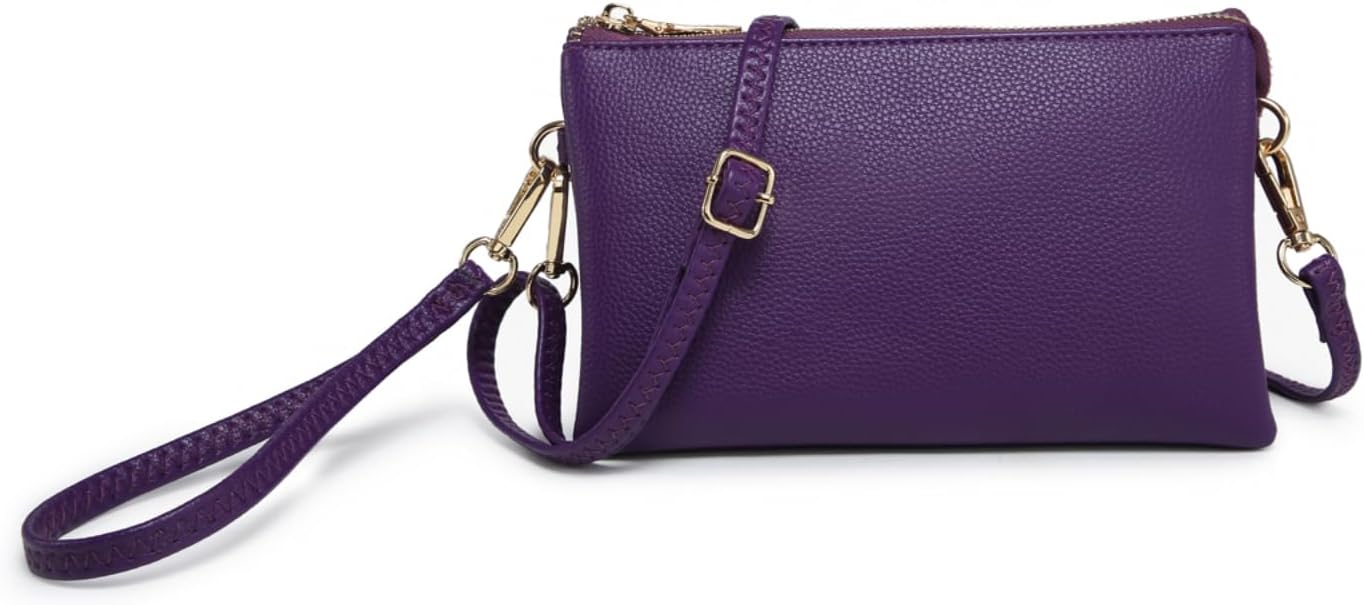 JEN & CO. Riley Small Crossbody Bags for Women Vegan Leather Wristlet Clutch Wallet Purses Handbags with 2 Straps