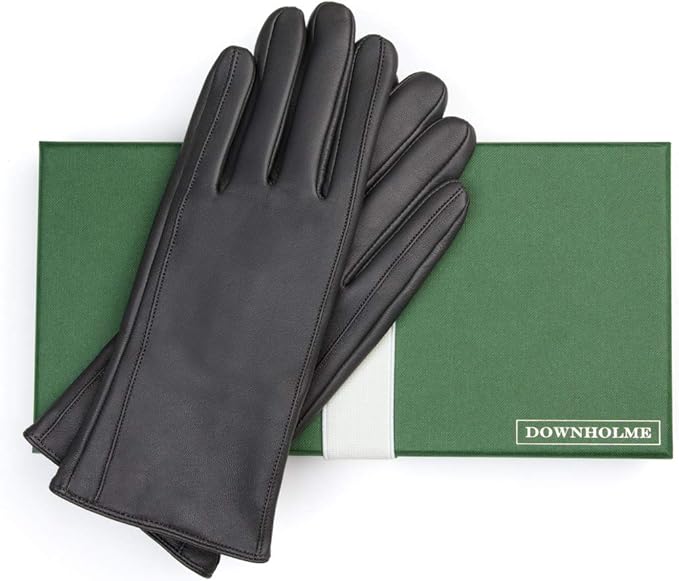 Downholme Touchscreen Leather Cashmere Lined Gloves for Women