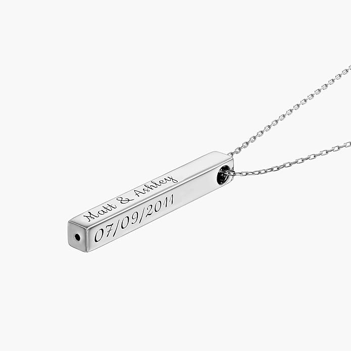 OAK & LUNA - Personalized Pillar Bar Necklace with Diamond Options - Custom Inscription Engraved Pendant - Up to 4 Names - Jewelry Gift for Women, Her, Mother For Mother's Day, Christmas