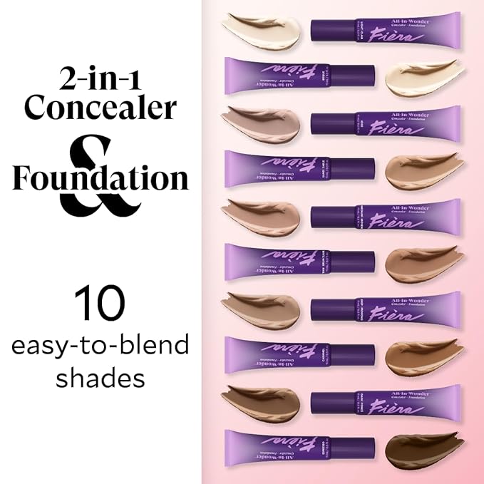 Fièra All-In-Wonder™ Concealer + Foundation – Full-Coverage, Crease-Proof, Hydrating Formula for Mature Skin, Blurs Fine Lines & Dark Circles, Radiant Second-Skin Finish – Caramel, 0.5 FL. OZ. / 15 ML