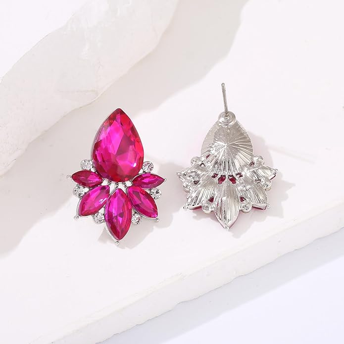 Vintage Rhinestone Earrings Fancy Crystal Cluster Drop Earrings Art Deco Earrings for Women