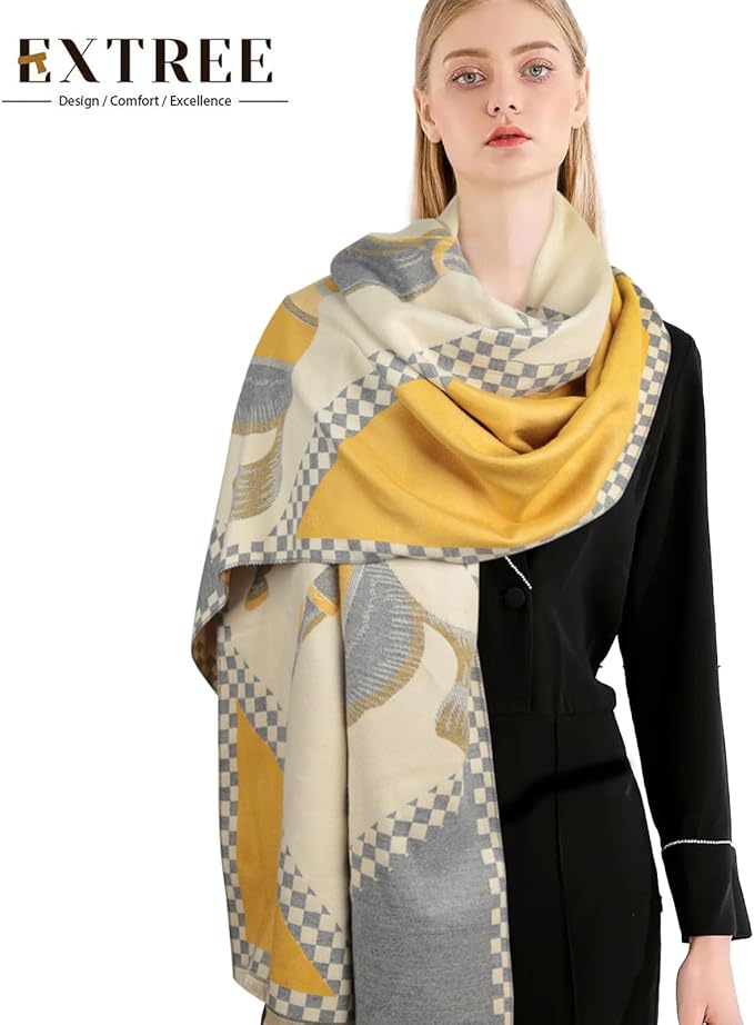 EXTREE Scarfs for Women Pashmina Silky Shawl Wrap for Evening Dressing Blanket Open Front Poncho Cape