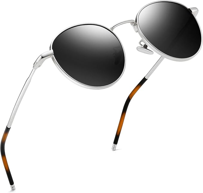 SUNGAIT Ponderable Metal Round Sunglasses for Men Women Classic Vintage Polarized Circle Sun Glasses