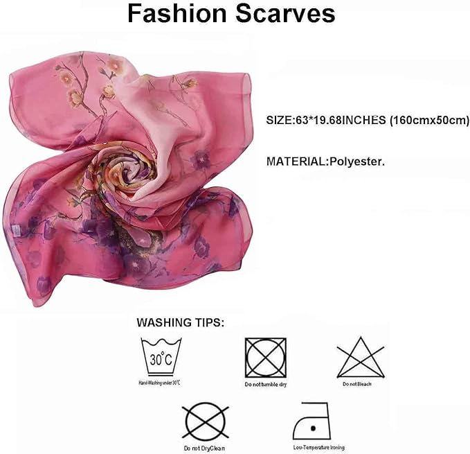 Pokeedioty Scarfs for Women Lightweight Scarves Elegant Floral Pattern Sheer Scarfs Shawls Wraps