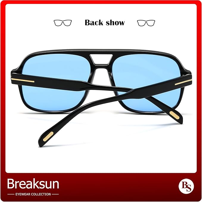 Retro Aviator Sunglasses for Women Men Trendy Classic 70s Square Aviator Sun Glasses Vintage Shades