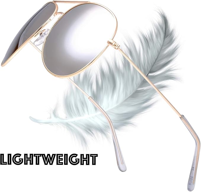 The Fresh Classic Aviator Frame Light Color Lens XL Oversized Sunglasses Gift Box