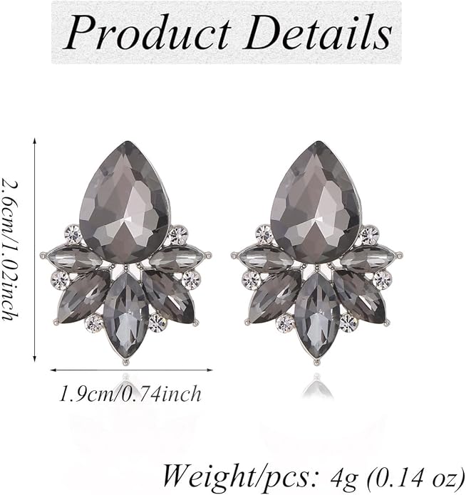 Vintage Rhinestone Earrings Fancy Crystal Cluster Drop Earrings Art Deco Earrings for Women