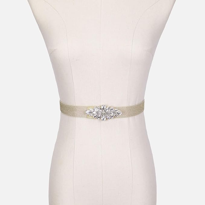 Womens Belts for Dress Fashion Rhinestone Elastic Bow Belt Skinny Waist Belt