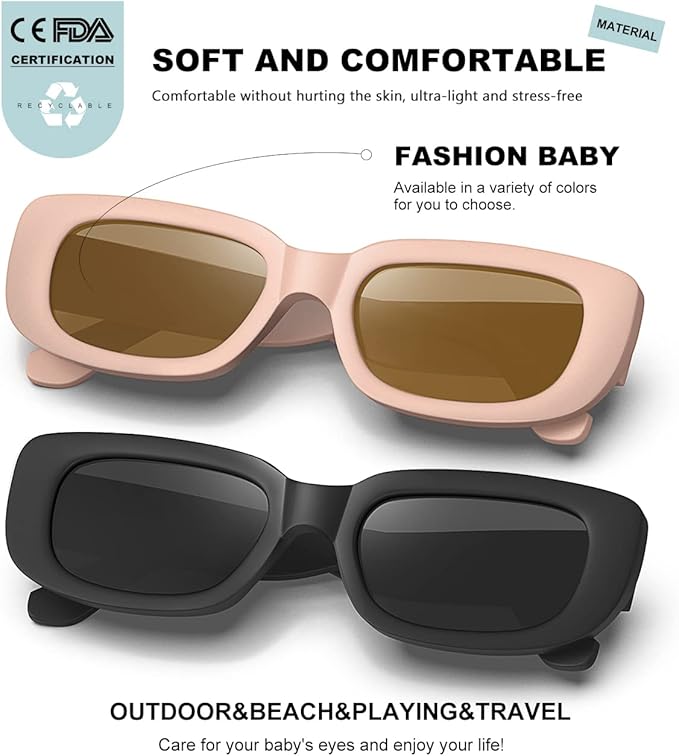 Retro Rectangle Kids Sunglasses 90’s Vintage Fashion Narrow Square Frame Glasses Shades for Girls Boys UV Protection