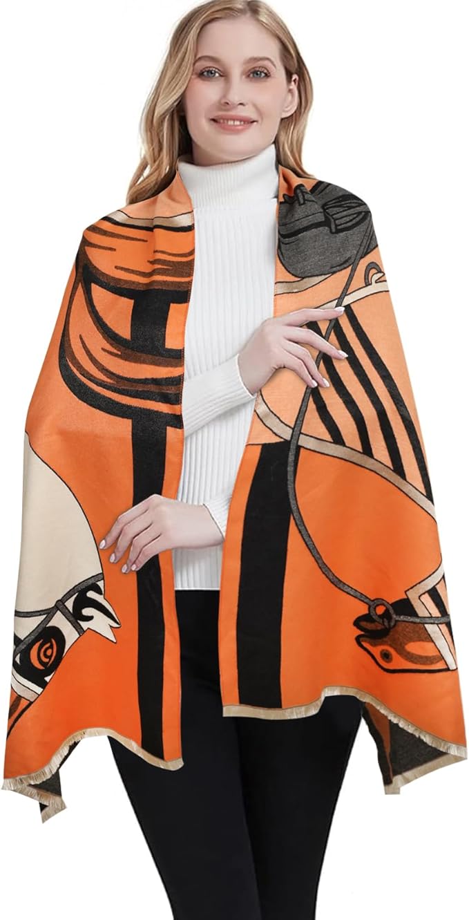 EXTREE Scarfs for Women Pashmina Silky Shawl Wrap for Evening Dressing Blanket Open Front Poncho Cape
