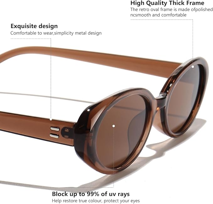 Oval Sunglasses for Women Men Fashion Small 90s Style Sun Glasses UV400