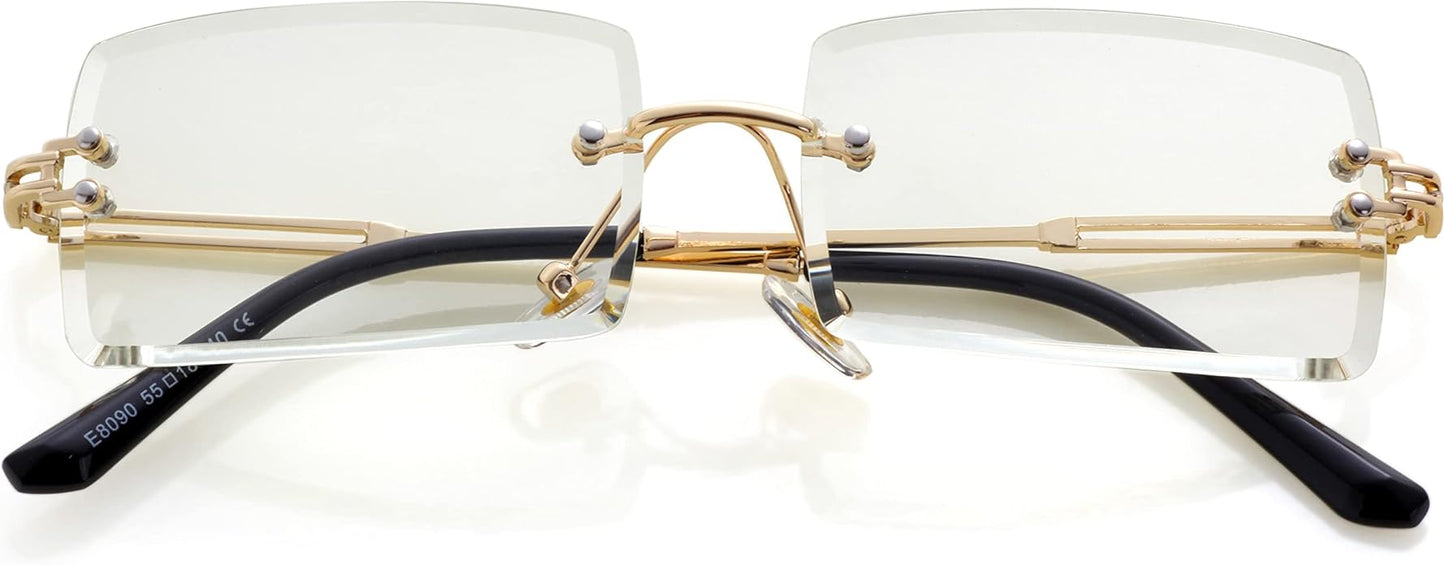 Kursan Frameless Rectangle Sunglasses for Men Women Small Rimless Sun Glasses Shades UV400 Protection