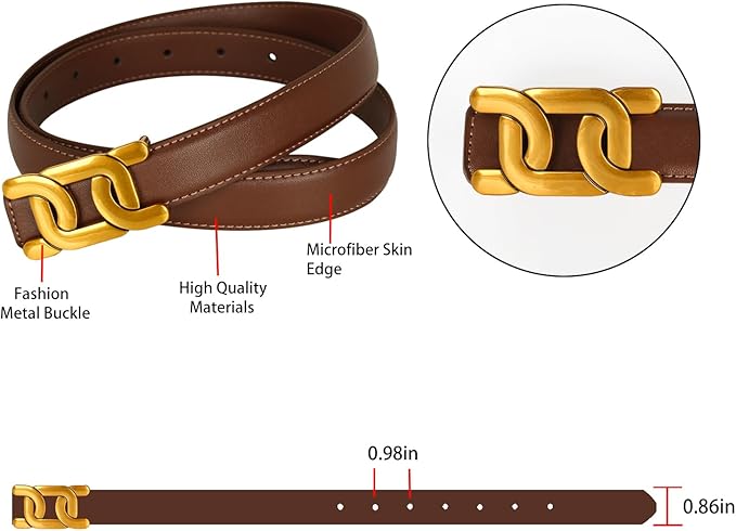 Relang Women's Belts with Gold Buckle, Fashion Waist Band, Elegant Ladies' Belt, Gift for Women