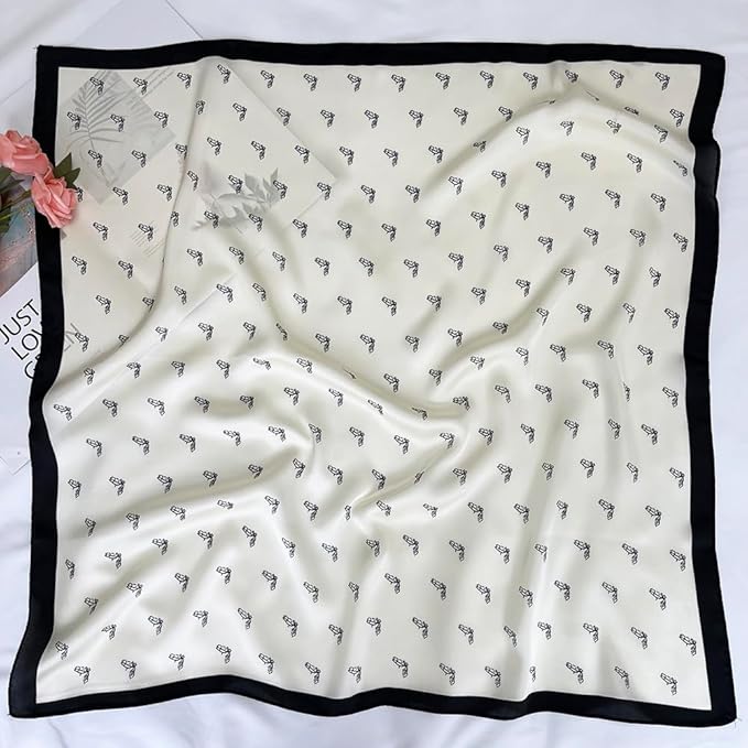 FONYVE Silk Feeling Scarf Medium Square Satin Head Scarf for Women 27.5 × 27.5 inches