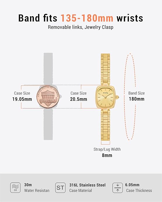Gold Watches for Women Vintage Ladies Wrist Watches Stainless Steel Dainty Small Gold Watch with Link Removal Tools and Gift Box for Women and Love Ones