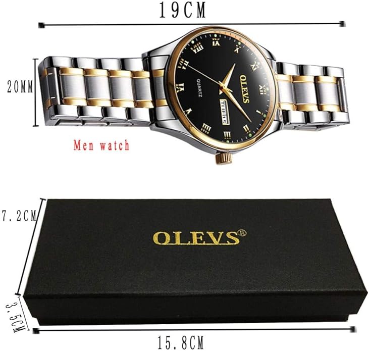 OLEVS Classic Men Watches with Date,Stainless Steel Man Watch with Date, Bussiness Watches for Men,Luminous Quartz Mens Watches Black/White/Blue/Gold, Waterproof Male Watch with Week