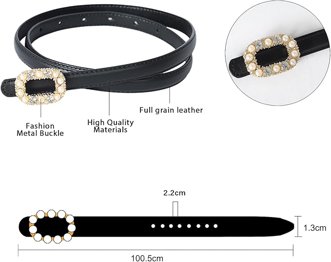 Women's Fashion Classic Metal Buckle Leather Belt with Jeans Dress