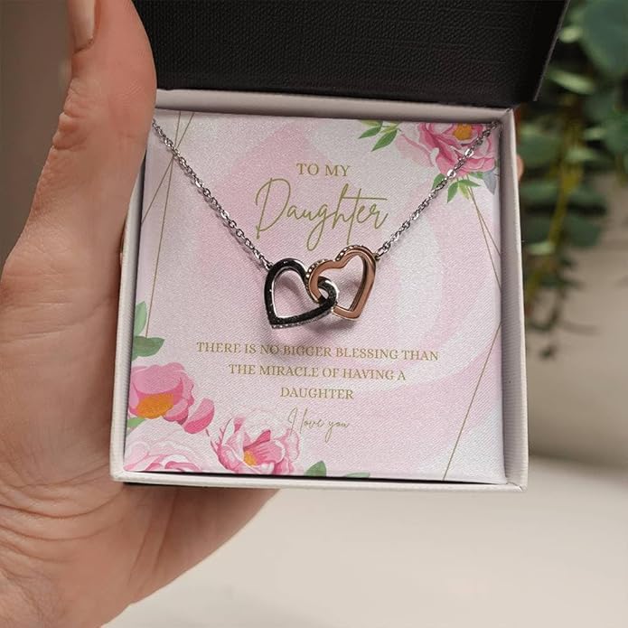 VIRAGIL To My Daughter Gift Necklace From Dad or Mom - Badass Daughter Jewelry With Heartfelt Message & Elegant Box