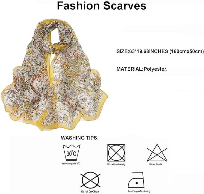 Pokeedioty Scarfs for Women Lightweight Scarves Elegant Floral Pattern Sheer Scarfs Shawls Wraps