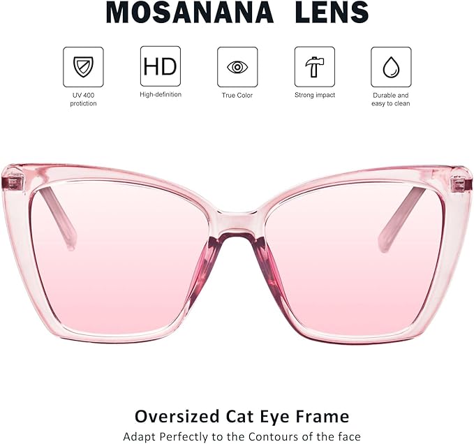 mosanana Oversized Cat Eye Sunglasses for Women Trendy Style MS52028