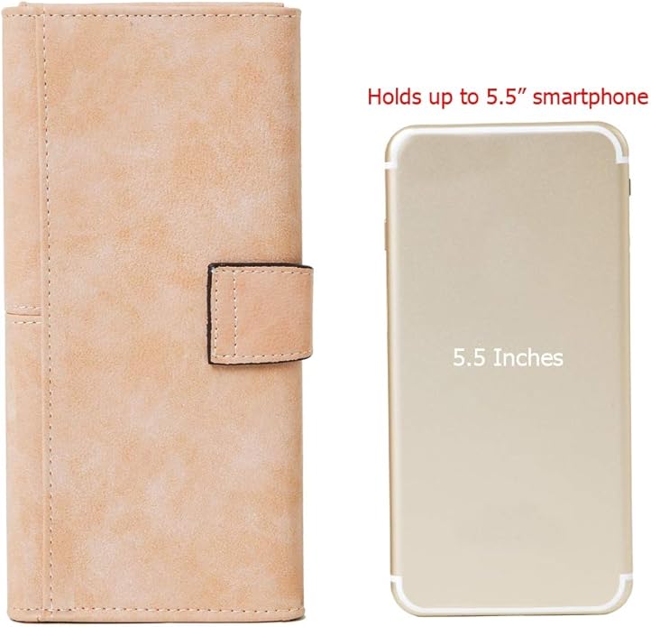 Women's Vegan Leather 17 Card Slots Card Holder Long Big Bifold Wallet