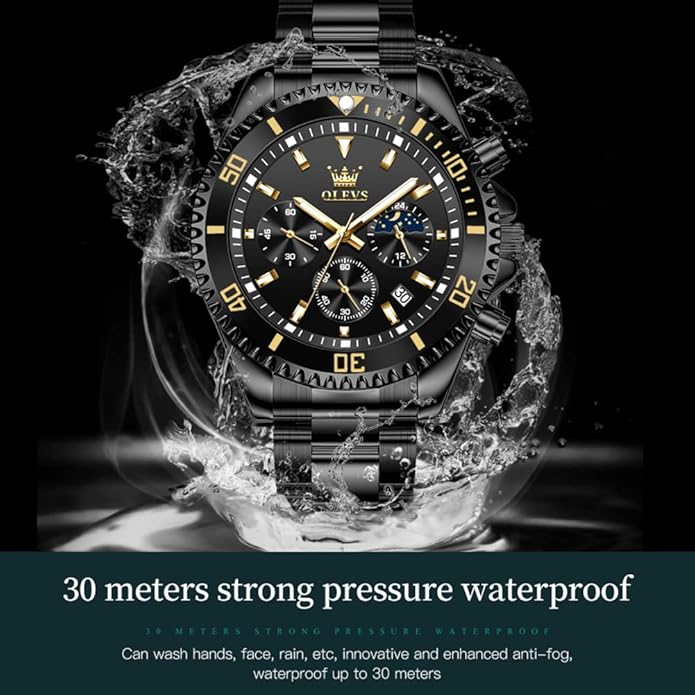 OLEVS Mens Watches Big Face Stainless Steel Waterproof Date Analog Quartz Watches Fashion BusinessWrist Watches for Men…
