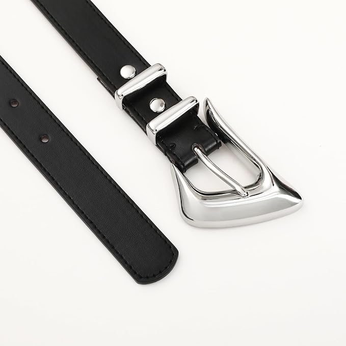 Women's Brown Belt Trend Belt with Gold Buckle Fashion Leather Waist Belt for Jeans Pants