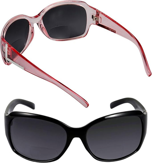 Bifocal Sunglasses 'The Fashionista' Women's Designer Outdoor Reading Glasses with UV400 Protection (2 Pack)