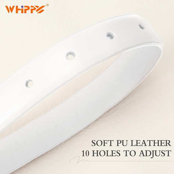 WHIPPY Women Skinny Leather Belt for Jeans Pants Dresses Ladies Fashion Waist Belt with Shiny Gold Buckle