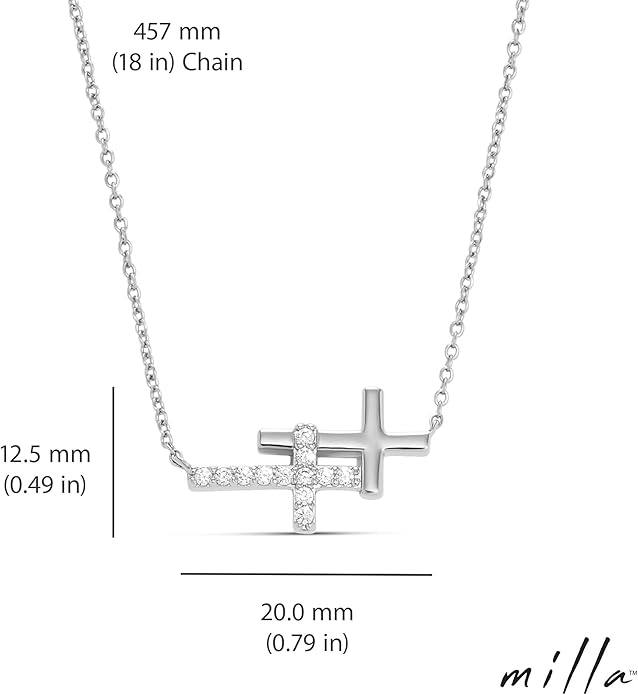 Milla 14K Gold Plated Cross Necklace for Women, Silver Cross Necklaces for Women, 18 inches Chain with Cross Pendant