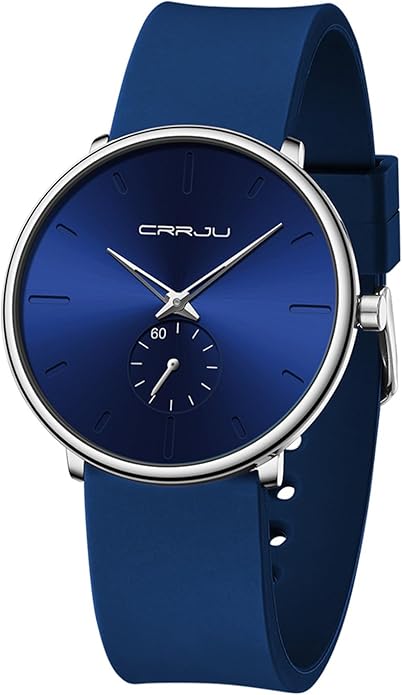 CRRJU Men’s Women Watch Casual Stylish Waterproof Quartz Unisex Wristwatches, Ultra Thin Watches for Men Women, Colorful Silicone Band