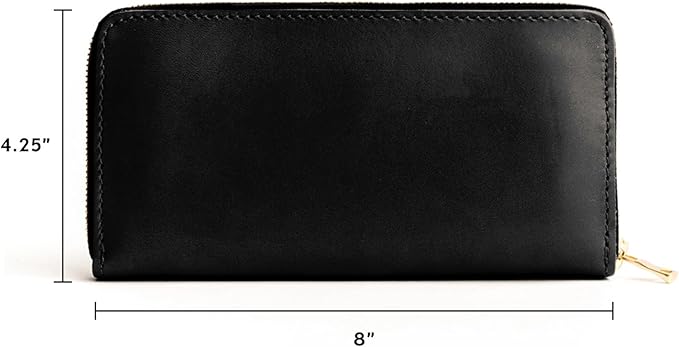 Portland Leather Goods Women's Accordion Zip Wallet – Handcrafted in Durable, Full-Grain Leather – 8 Card Slots & Secure Zippered Pocket – Black