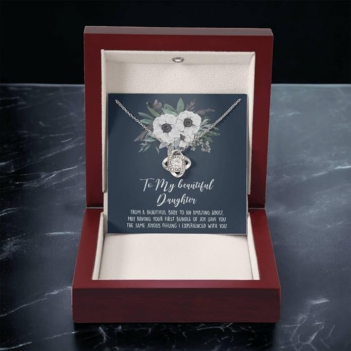 VIRAGIL To My Daughter Gift Necklace From Dad or Mom - Badass Daughter Jewelry With Heartfelt Message & Elegant Box