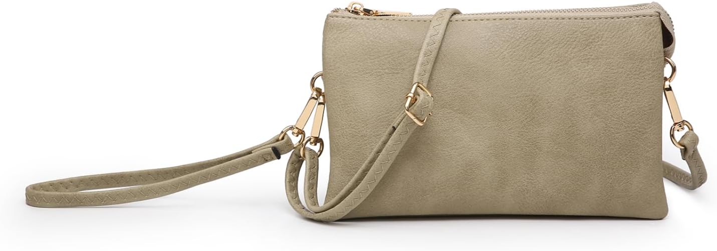 JEN & CO. Riley Small Crossbody Bags for Women Vegan Leather Wristlet Clutch Wallet Purses Handbags with 2 Straps