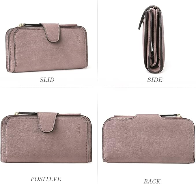 CLUCI Wallet For Women PU Leather RFID Blocking Womens Wallet Bifold Card Holder with ID Window Gifts for Women Birthday | RFID Blocking, Designer, Trifold, Card Holder, ID Window