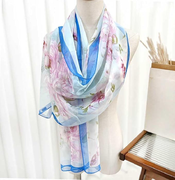 Xyueanlo Scarfs for Women Lightweight Fashion Floral Printed Scarves Neck Scarf Sunscreen Wraps Shawls