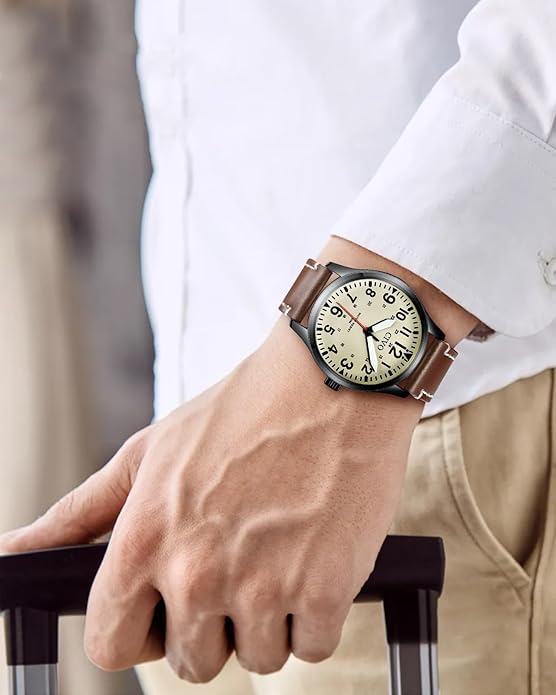 CIVO Analog Wrist Watches for Men: Waterproof Stainless Steel Mens Watches - Silver Watch with Easy Read Dial Men's Watch for Gift