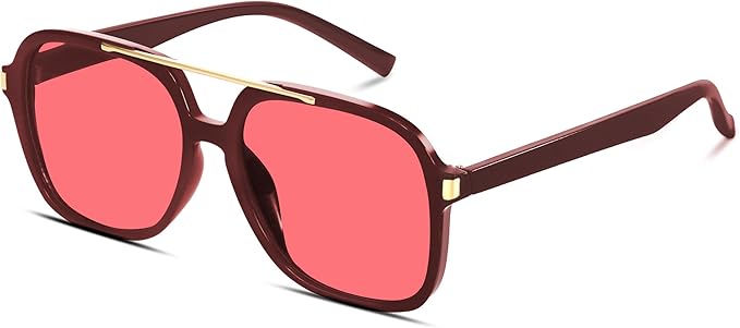 Retro Aviator Sunglasses for Women Men 2026 Square Top Bar Sun Glasses Sunnies 70s Lightweight Shades